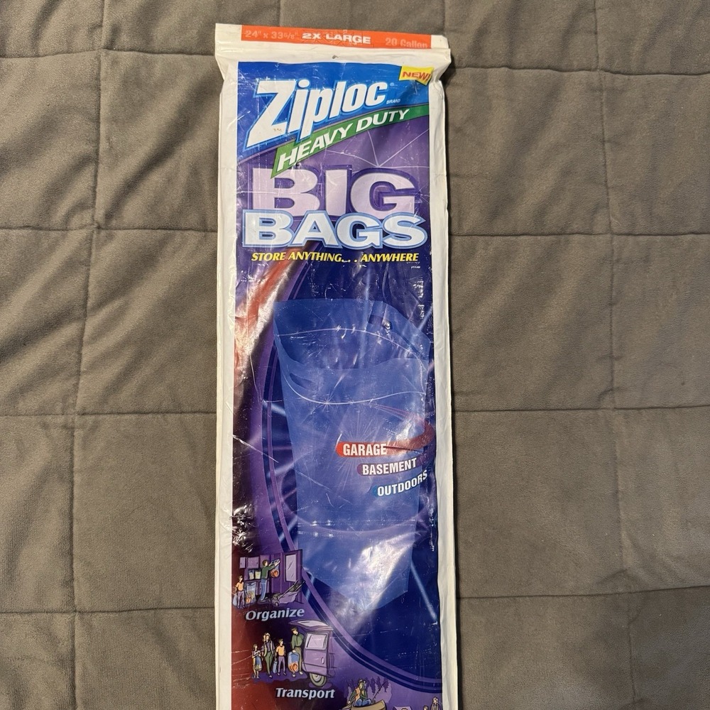 Vintage Ziploc Big Bags Heavy Duty‎ XXL 20 Gal Storage New NOS DISCONTINUED